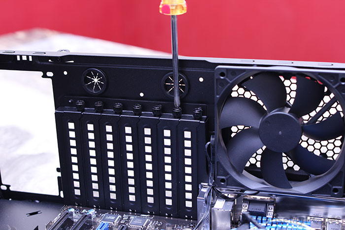 Unscrewing the blanking slot covers